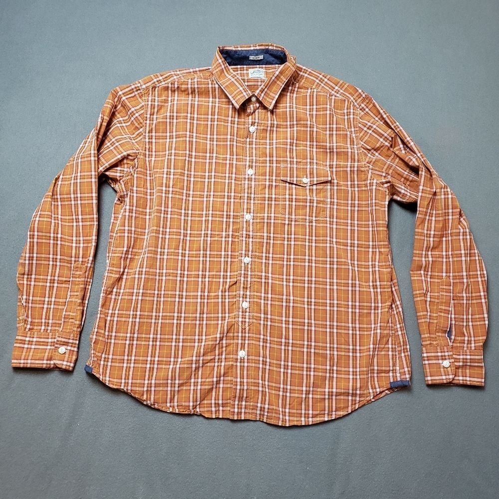 Lucky Brand Orange Plaid Slim Fit long sleeve shirt size XXL